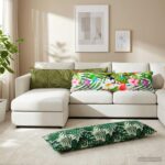 vidaXL Podložka List s vankúšom HOUTEN 2 ks Design s listami Polyester – Obrázok 3