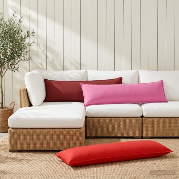 vidaXL Podložka s vankúšom HOUTEN 2 ks Červená Polyester – Obrázok 3