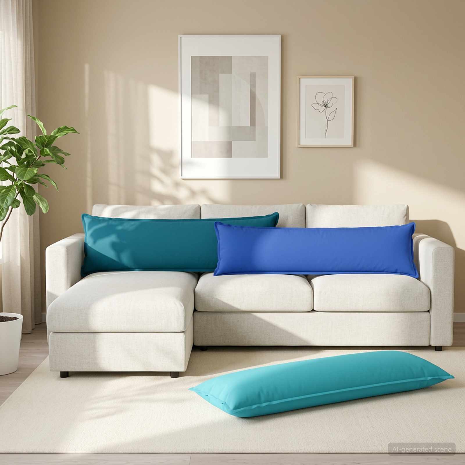 934453_1.jpg vidaXL Podložka s vankúšom HOUTEN Tyrkysová 40 x 145 cm Polyester – Obrázok 1