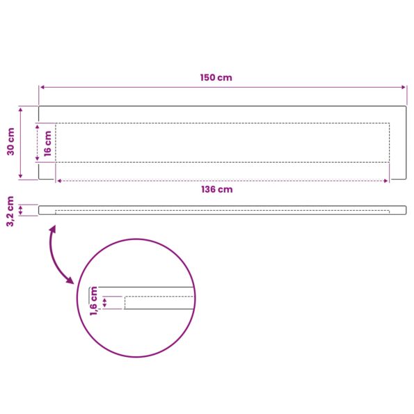 vidaXL Obdĺžnikový stôl 150 x 30 x 3,2 cm Obdĺžnikový – Obrázok 8