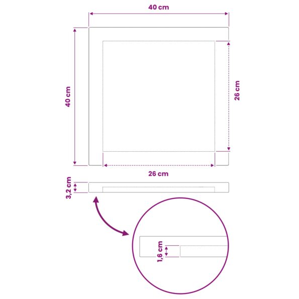 vidaXL Obdĺžnikový stôl 40 x 40 x 3,2 cm Štvorcový – Obrázok 8