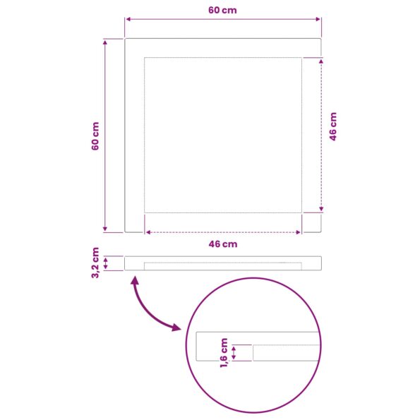 vidaXL Obdĺžnikový stôl 60 x 60 x 3,2 cm Štvorcový – Obrázok 8