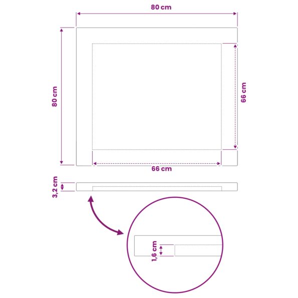vidaXL Obdĺžnikový stôl 80 x 80 x 3,2 cm Štvorcový – Obrázok 8
