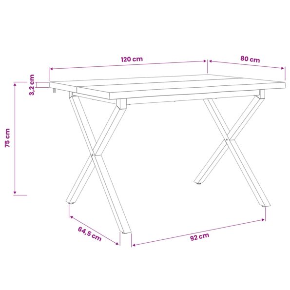 vidaXL 120 x 80 x 75 cm Pevné akáciové drevo Prírodná a čierna – Obrázok 11