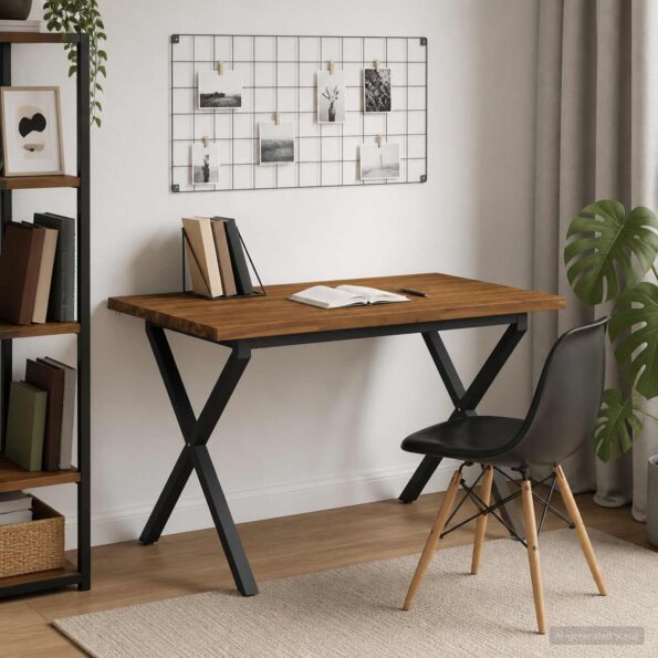vidaXL 120 x 80 x 75 cm Pevné akáciové drevo Prírodná a čierna – Obrázok 3
