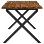 vidaXL 120 x 80 x 75 cm Pevné akáciové drevo Prírodná a čierna – Obrázok 5