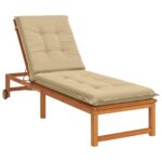 vidaXL Vankúš na ležadlo GEMERT 100% polyester Béžová 190 x 50 x 9 cm – Obrázok 3