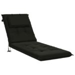 vidaXL Vankúš na ležadlo GEMERT 100% polyester Čierna 190 x 50 x 9 cm – Obrázok 2
