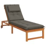vidaXL Vankúš na ležadlo GEMERT 100% polyester Sivá 190 x 60 x 9 cm – Obrázok 3
