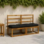 vidaXL Vankúš na lavičku VIANEN 100% polyester Čierna 140 x 40 x 12 cm