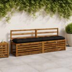vidaXL Vankúš na lavičku VIANEN 100% polyester Čierna 190 x 40 x 12 cm
