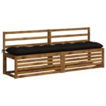 vidaXL Vankúš na lavičku VIANEN 100% polyester Čierna 190 x 40 x 12 cm – Obrázok 3