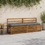 vidaXL Vankúš na lavičku VIANEN 100% polyester Sivá 200 x 40 x 12 cm