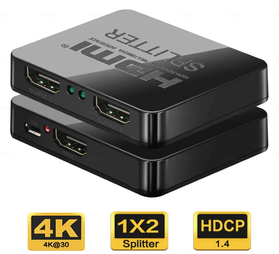 Adapter-splitter-HDMI-1-2-porty-s-napajanim-z-USB-4K-FULL-HD-3D Adaptér (splitter) HDMI 1-2 porty , s napájaním z USB, 4K, FULL HD, 3D – Obrázok 1