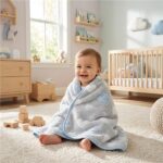 Detská deka New Baby 80x90 heart blue – Obrázok 2