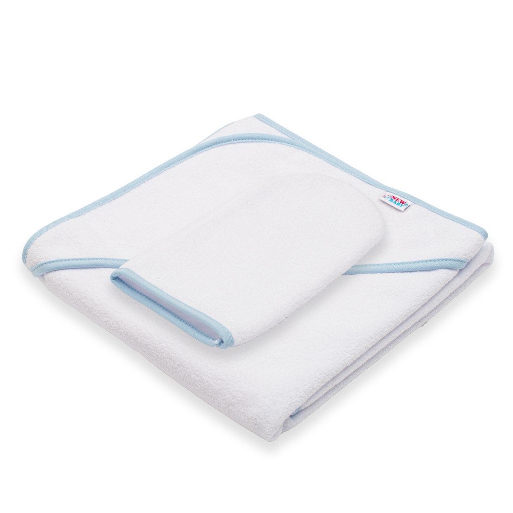 Detska-frote-osuska-s-kapuckou-New-Baby-BASIC-80x80-bielo-modra Detská froté osuška s kapuckou New Baby BASIC 80x80 bielo-modrá – Obrázok 1