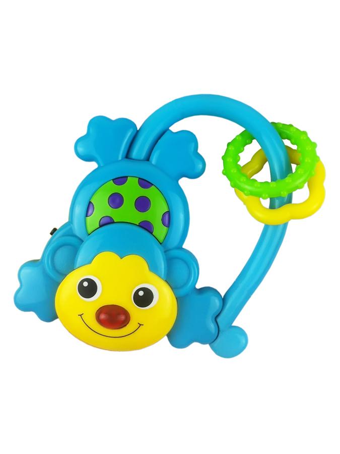 Detska-hrkalka-so-zvukom-Baby-Mix-Opicka-modra Detská hrkálka so zvukom Baby Mix Opička modrá – Obrázok 1