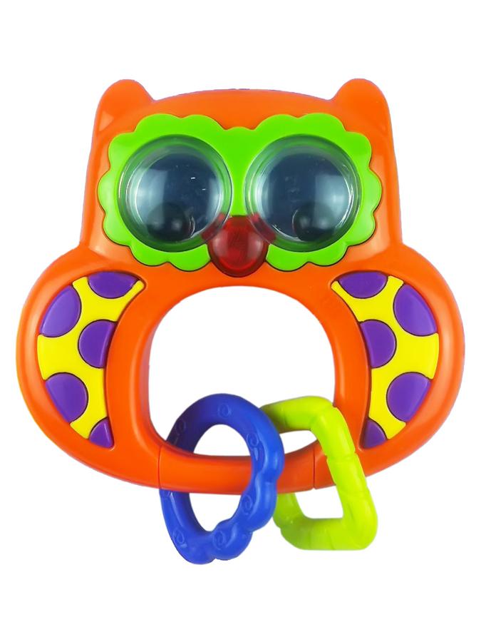 Detska-hrkalka-so-zvukom-Baby-Mix-Sovicka-oranzova Detská hrkálka so zvukom Baby Mix Sovička oranžová – Obrázok 1