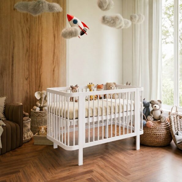 Detská oválna postieľka Klára New Baby biela – Obrázok 3