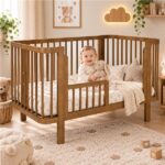 Detská oválna postieľka Klára New Baby orechová – Obrázok 3