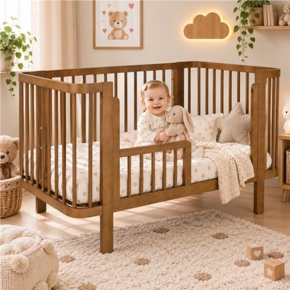 Detská oválna postieľka Klára New Baby orechová – Obrázok 3