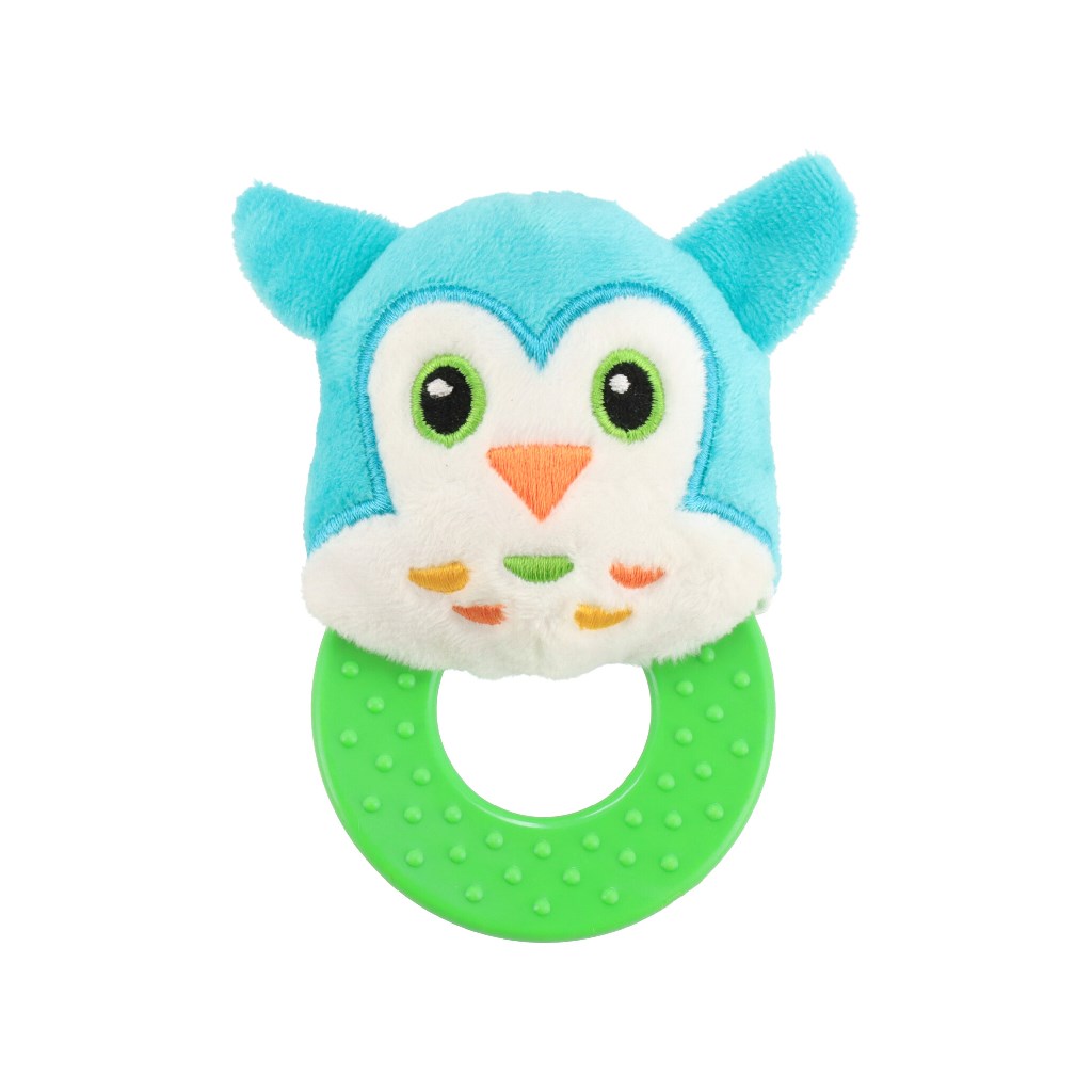 Detska-plysova-hrkalka-s-hryzatkom-Baby-Mix-sovicka Detská plyšová hrkálka s hryzátkom Baby Mix sovička – Obrázok 1