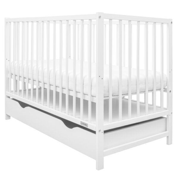 Detská postieľka so šuplíkom New Baby BASIC biela – Obrázok 2