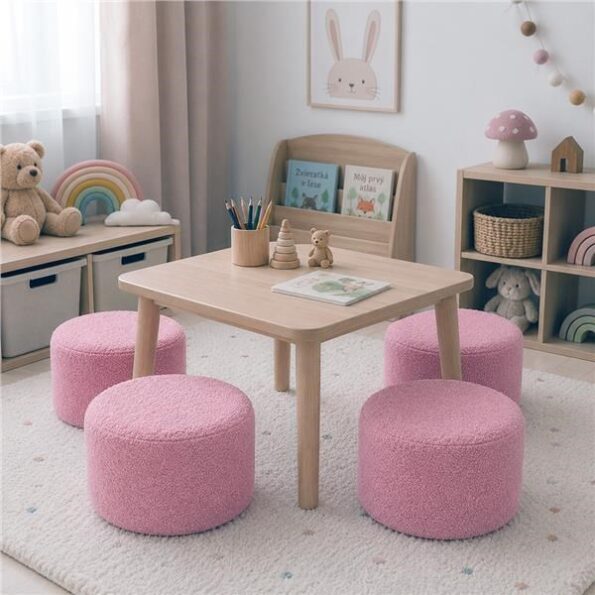Detská taburetka New Baby Teddy pink – Obrázok 2