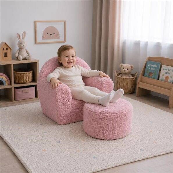 Detská taburetka New Baby Teddy pink – Obrázok 4