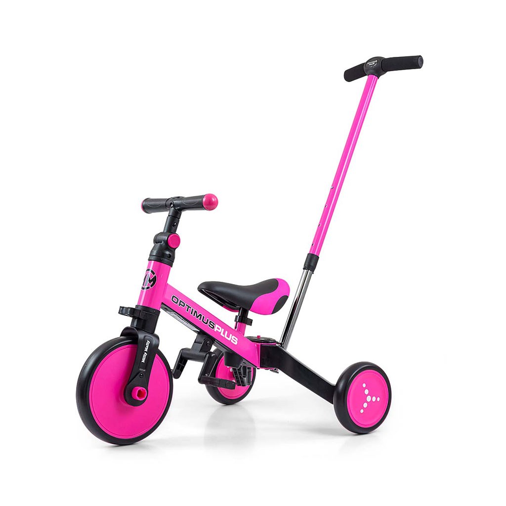 Detska-trojkolka-4v1-Milly-Mally-Optimus-Plus-s-vodiacou-tycou-pink Detská trojkolka 4v1 Milly Mally Optimus Plus s vodiacou tyčou pink – Obrázok 1