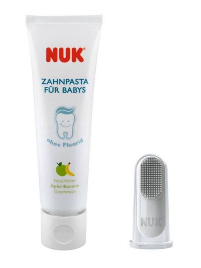 Detska-zubna-pasta-a-naprstok-NUK Detská zubná pasta a náprstok NUK – Obrázok 1