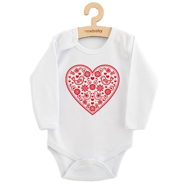 Detské body s potlačou New Baby Ľudový vzor červené srdiečko, veľkosť 56 (0-3m) – Obrázok 2