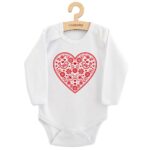Detské body s potlačou New Baby Ľudový vzor červené srdiečko, veľkosť 74 (6-9m) – Obrázok 2