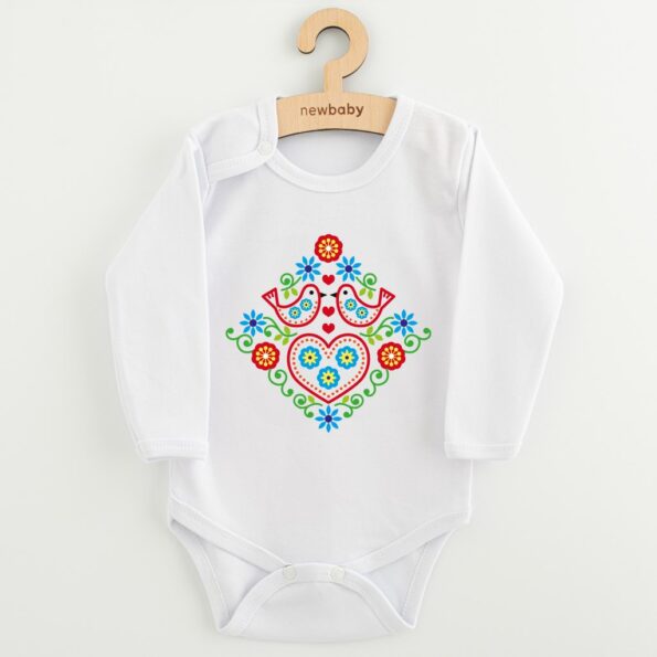 Detské body s potlačou New Baby Ľudový vzor vtáčiky, veľkosť 68 (4-6m) – Obrázok 2