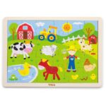 Detské drevené puzzle Viga Farma