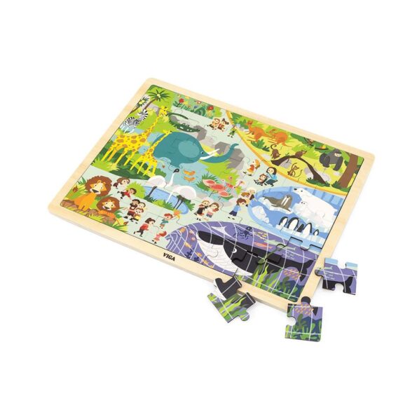 Detské drevené puzzle Viga Zoo 48 ks – Obrázok 2