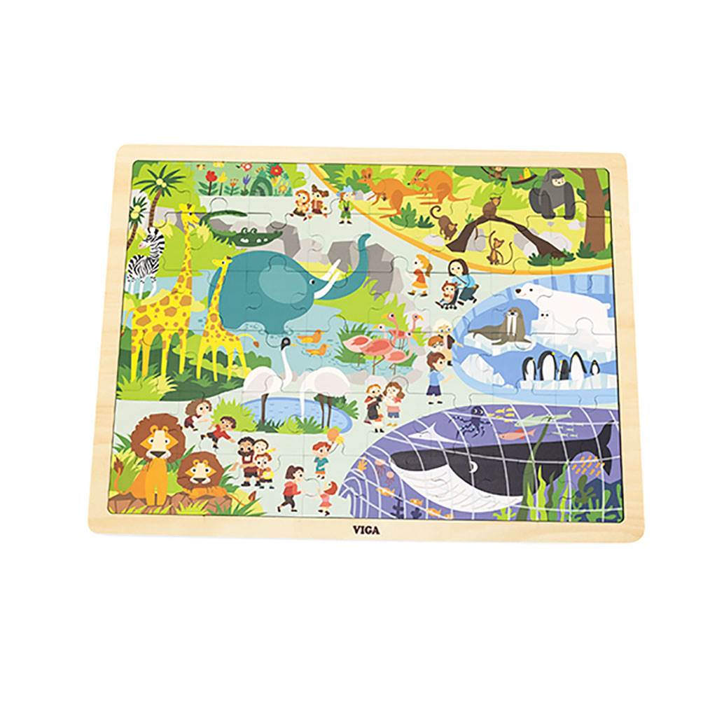 Detske-drevene-puzzle-Viga-Zoo-48-ks Detské drevené puzzle Viga Zoo 48 ks – Obrázok 1