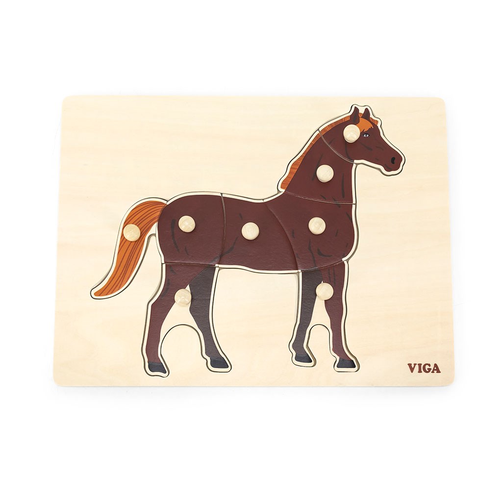 Detske-drevene-puzzle-s-uchytmi-Montessori-Viga-Konik Detské drevené puzzle s úchytmi Montessori Viga Koník – Obrázok 1