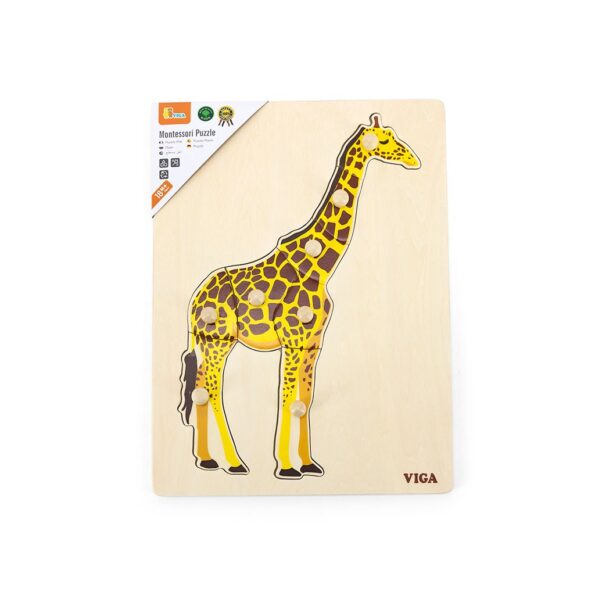 Detské drevené puzzle s úchytmi Montessori Viga Žirafa – Obrázok 2