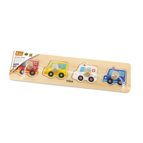 Detské drevené puzzle s úchytmi Viga Auta – Obrázok 2