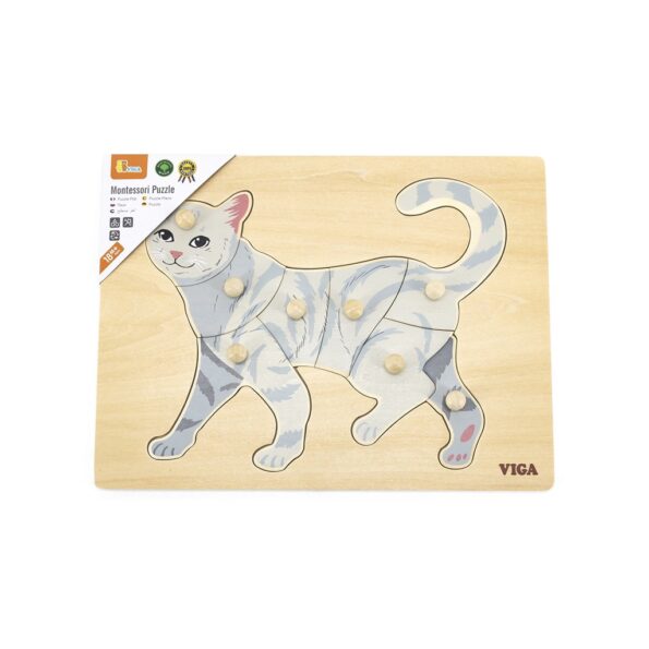 Detské drevené puzzle s úchytmi Viga Cat – Obrázok 2