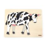 Detské drevené puzzle s úchytmi Viga Cow