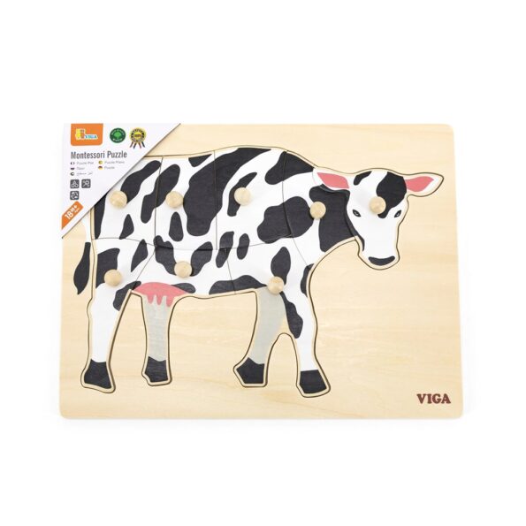 Detské drevené puzzle s úchytmi Viga Cow – Obrázok 3