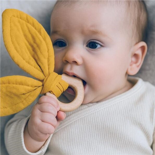 Detské hryzátko s vtáčikom New Baby Bird mustard – Obrázok 3