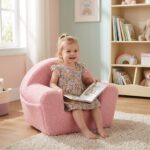 Detské kreslo s bočným vreckom New Baby Teddy pink – Obrázok 3