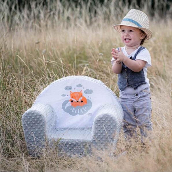 Detské kreslo z Minky New Baby Líška sivé – Obrázok 3
