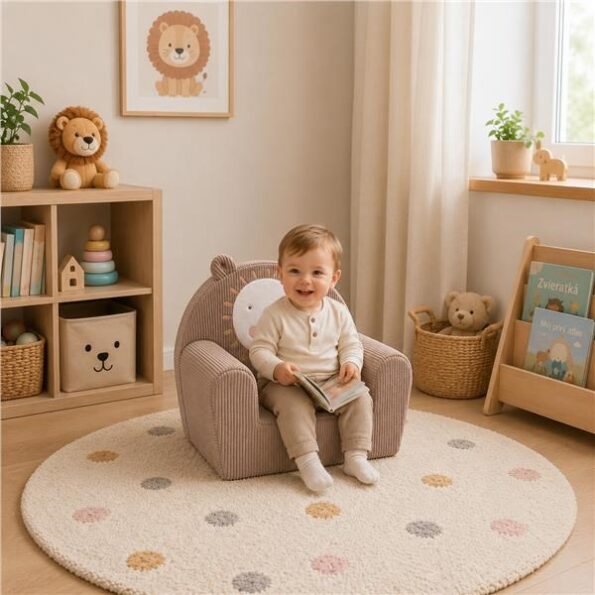 Detské manšestrové kreslo New Baby Lev – Obrázok 2