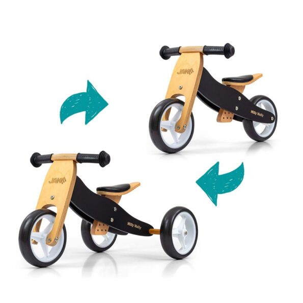 Detské multifunkčné odrážadlo bicykel 2v1 Milly Mally JAKE Classic Black – Obrázok 6
