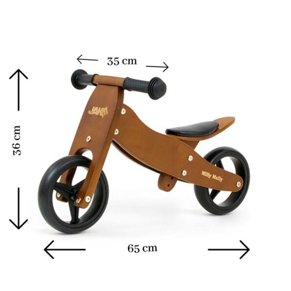 Detské multifunkčné odrážadlo bicykel 2v1 Milly Mally JAKE Dark Natural – Obrázok 4