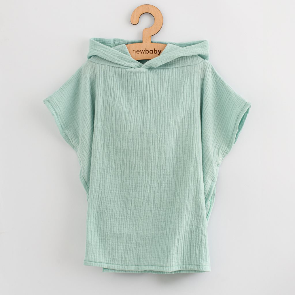 Detske-muselinove-ponco-New-Baby-Feeling-mint-50-cm Detské mušelínové pončo New Baby Feeling mint 50 cm – Obrázok 1